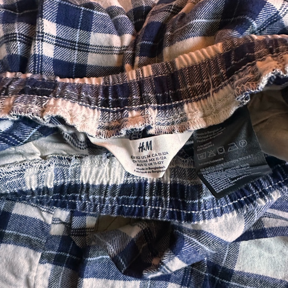 H&M Blue and White Checkered Lounge Pants